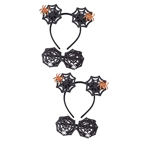 Amosfun 2 Sets Spinnennetz Stirnband Halloween Foto Requisite Abschlussball Requisiten Halloween Party Requisiten Spinnennetz Brille Horror Stirnband Halloween Brille Brille von Amosfun