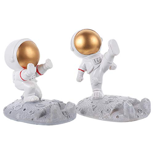 Amosfun 2 Stück Astronauten Figur Spielzeug Spaceman Statuen Modell Handyhalter Hochzeit Ostern Geburtstag Weltraum Thema Party Tischdeko Auto Armaturenbrett Ornament Gloden von Amosfun