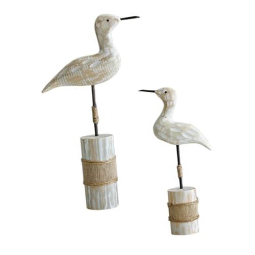 Amosfun 2 Stück Handgefertigte Ornamente Im Stil Meerestiere Vogelstatue Rustikal Stehende Meeresvogelfigur Hölzerne Strandvogelfigur Party Dekoration Möwenstatue von Amosfun