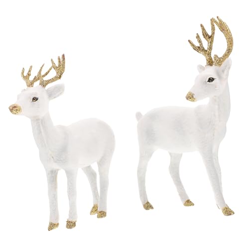 Amosfun 2 Stück Hirsch Figuren Set Elegante Dekoration Für Weihnachten Und Winter Hochwertige Resin Hirschfiguren Naturfarben Für Home Office Und Wohnraum Stilvolle Tischornamente von Amosfun