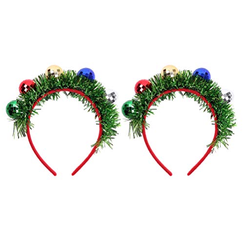 Amosfun 2 Stücke Weihnachten Haarreif mit Weihnachtskugeln Haarschmuck Kopfschmuck Kopfbedeckung für Erwachsene Kinder Party Weihnachtsbaum Kostüm Zubehör von Amosfun