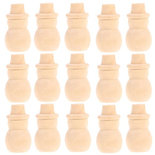 Amosfun 20 Stücke Holzfiguren zum Bemalen und Basteln Figurenkegel Holz Schneemann Figur Tannenzapfen Weihnachtsbaum DIY Tortenfigur Spielfiguren Holzkegel für Weihnachten Tortendeko von Amosfun