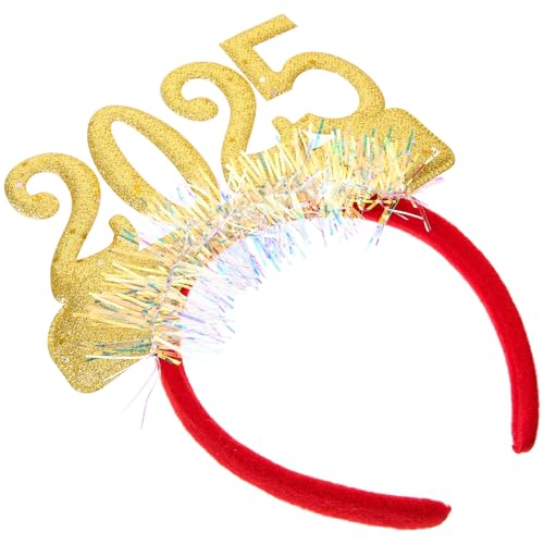 Amosfun 2025 Neues Jahr Stirnband Glitzerstern-stirnband Urlaub Stirnbänder Weihnachtsstirnbänder Rave-accessoires Geburtstagsdekorationen Geburtstagskrone Party Modisch Nicht Stoff Golden von Amosfun