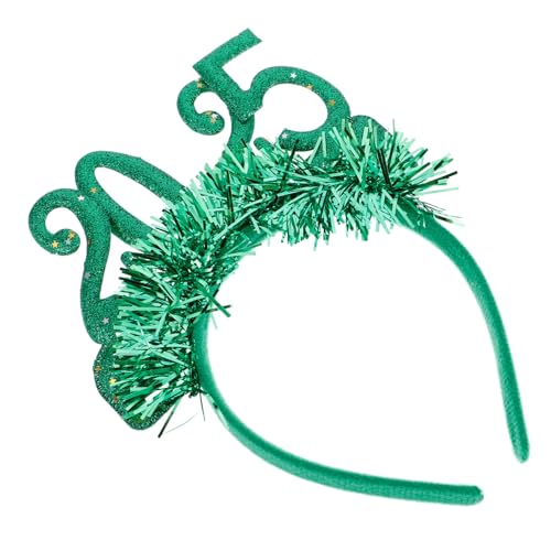 Amosfun 2025 Stirnband Weihnachtsfeier Tiara für Silvester 2024 Lametta-Haarband Neue Jahr Party Haarreifen Digitales Haarband Glitzer-Neujahrs-Headbopper Silvester Partyhüte Stoff Green von Amosfun