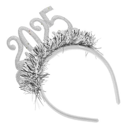 Amosfun 2025 Stirnband Weihnachtsfeier glitzernde Haarreifen Gastgeschenke Haarband Silvester Festlicher Haarschmuck Partydekorationen für das neue Jahr Frohes neues Jahr Tiara Stoff von Amosfun