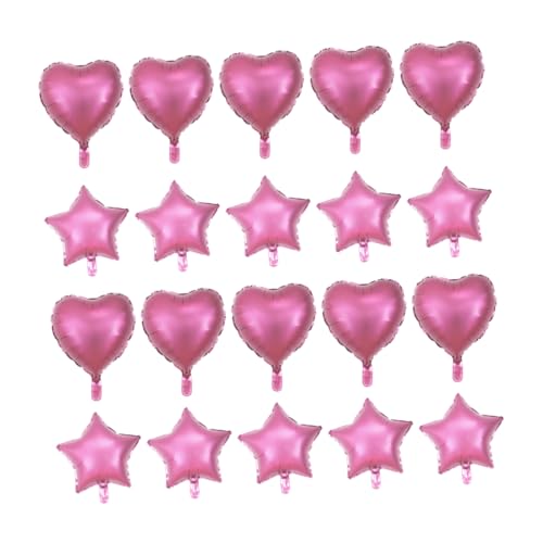 Amosfun 20st Pentagramm-ballonverzierung Luftballons Für Hochzeitsfeiern Babyballons Herzballons Helium Sterndekor Herz Dekorationen Ballonfüllmaschine Folienballons Hochzeitsballons Rosa von Amosfun