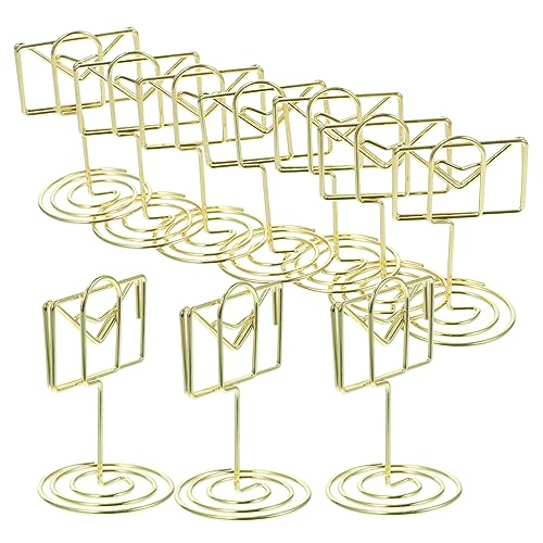 Amosfun 20st Tischnummernhalter Planke Basisnachrichteninhaber Kartenständer-Display Kleiner Tischkartenhalter Steigleitung Staffeleien Zum Ausstellen Revision Fahrkarte Golden Stahldraht von Amosfun