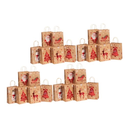 Amosfun Papiertüten 24 Mini Taschen Weihnachts Einkaufstaschen Partytaschen Für Geburtstag Kordelzug Weihnachtstaschen Mittelgroße Taschen Kleine Taschen Große Taschen Transparente Taschen von Amosfun