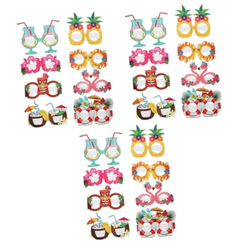 Amosfun 24 Stück Lustige Partydekorationen Brillen Kostüm Papierbrillenrahmen Partybrille Partyzubehör Sommer Hawaii Brille Hawaii Brille Requisite Brille Für Festival von Amosfun