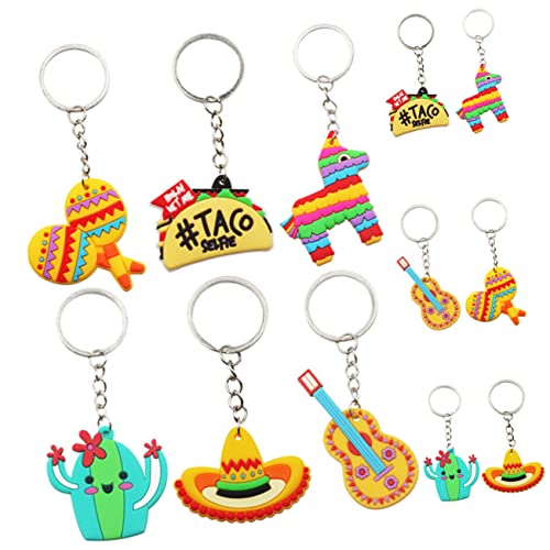 Amosfun 24st Cartoon-schlüsselanhänger Tasche Dekoration Favorisieren Taco Party Schwimmbad Boho- Auto- Encanto Tischläufer Für Esstisch Mexikanische Souvenirs Abs Legierung von Amosfun