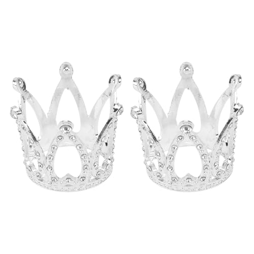 Amosfun 2Pcs Krone Kuchendeckel Mini Strass Tiara Kuchen Dekorationen Babyparty Prinzessin Prinz Kopfschmuck Liefert Silber von Amosfun