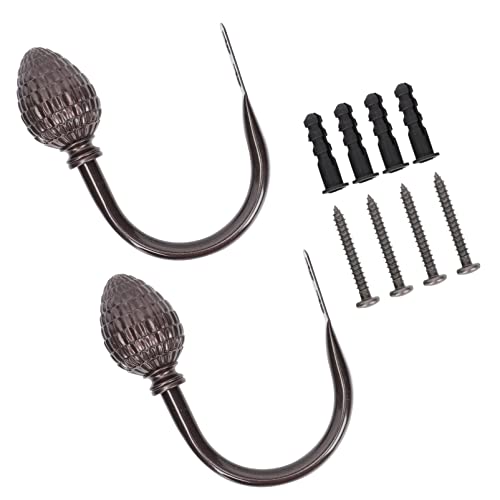 Amosfun 2St Gardinenhaken edelstahlhaken Bag Hook übergardinen schlaufen Wall Hooks schlafzimmerdeko Perlen zurückbinden Decke u-förmige Holdbacks wandmontierter Haken Schmiedeeisen Brown von Amosfun