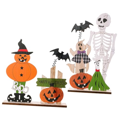 Amosfun 2St Halloween-Dekoration Halloween-Tischschild- Halloween-Kürbis-Dekoration Halloween tischdeko Tischdekoration Halloween Tafelaufsatz für Halloween Ornament Partyzubehör Holz von Amosfun