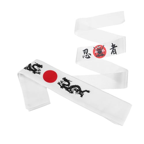 Amosfun 2St Japanisches Ninja-Kopftuch Koch-Stirnband Stirnband im japanischen Stil Karate-Bandana kapuzenhandtuch ninja stirnband Workout-Stirnband Karate-Versorgung Kochzubehör Polyester von Amosfun