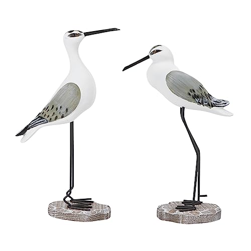 Amosfun 2St Möwe-Ornament Tischdekoration Living Room Decoration Sommerhofstatue Stranddekoration im Freien Holzhandwerk Outdoor- Desktop-Ornament Desktop-Skulptur aus von Amosfun