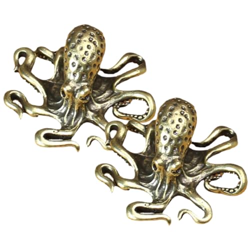 Amosfun 2St Oktopus-Verzierung Miniatur-Oktopus Oktopus Wohnkultur Haustier Tierdekor auf dem Tisch bastelzeug zeltstangen Desktop- in Tintenfischform Kupfer-Oktopus-Figuren Messing von Amosfun