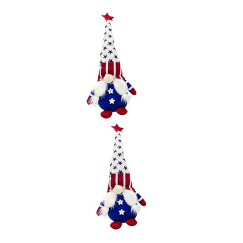 Amosfun 2St Ornamente 4. Juli Gnomendekorationen zum Veteranentag schöne Gnomenpuppe zwerghamster gnomeo das Heimdekoration USA-Rudolph-Puppe Desktop-Zwerg-Puppe Flanell von Amosfun