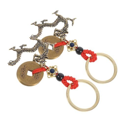 Amosfun 2St Schlüsselanhänger car keychain schlüsselkette anahtarlık key chain schlusselketten Drachengeschenke antike Andenken Retro-Drachenanhänger antike souvenirs Baumwollseil von Amosfun