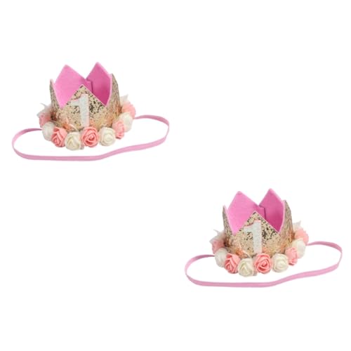 Amosfun 2St Stirnbänder Geburtstagszubehör für Welpen Geburtstagsparty-Hut eins Geburtstagskind Hut zum 1. Geburtstag Babyhaar hair accessories for haarschmuck Krone Stirnband von Amosfun