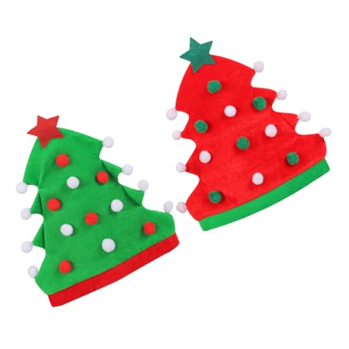 Amosfun 2St Weihnachtsbaummütze Neuheit Weihnachtsmütze Partyhüte für Erwachsene Weihnachtsstirnbänder christmas tree hat weihnachtsbaumhut Weihnachtsbaum Hut festliche Kopfbedeckung Stoff von Amosfun