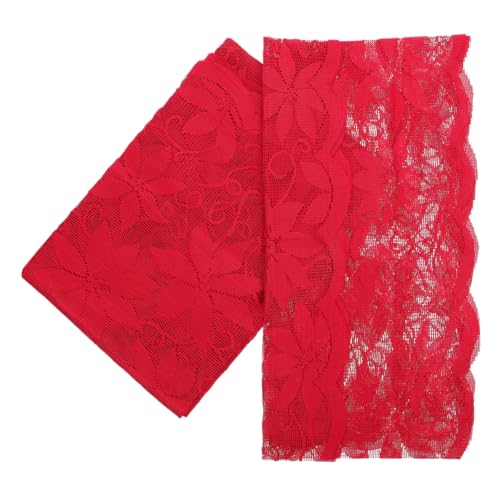 Amosfun 2St Weihnachtstischdecke aus Spitze Dekorationen Isolierte Tischmatte Paillette Weihnachts-mitteldecken Christmas Table Cloth schicke Tischdecke Tischfahne zu Weihnachten rot von Amosfun