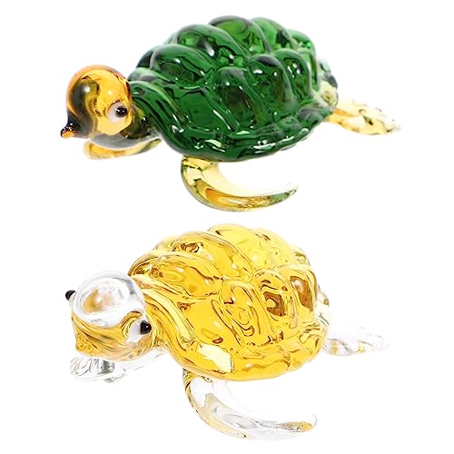 Amosfun 2St kleine Schildkrötenverzierung Meerestiere Desktop-Ornament - büro Dekoration Schlafzimmer Dekoration Festival künstliche Schildkröte Schildkröten-Requisiten aus Glas von Amosfun