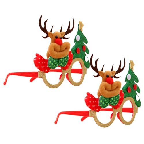 Amosfun 2pcs Weihnachten Brillengestell lustige Partei begünstigt Kinder Erwachsene Spielzeug Hirsch dekorative Gläser Cartoon Brillengestell Partei Foto Requisiten von Amosfun