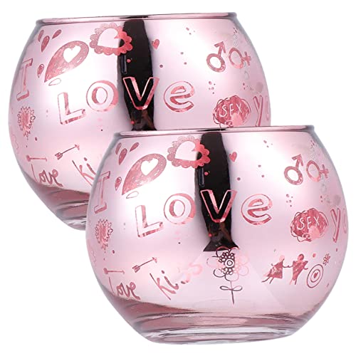 Amosfun 2st Kerzenhalter Zum Valentinstag Kerzen Stehen Led-Kerzen Kerzendochte Kerzenwärmer Tischkerzen Kerzenteller Kerzenwachs Cupholder-leuchten Votiv-teelichthalter Vintage- Glas von Amosfun