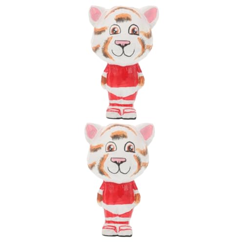 Amosfun 2st Sternzeichen Tiger Ornament Dekor Tigerfigur Aus Holz Tiger Statuen Wohnkultur Tigerverzierung Holzfiguren Tigerfiguren Desktop-tierstatue Tigerskulptur Aus Holz Hölzern von Amosfun