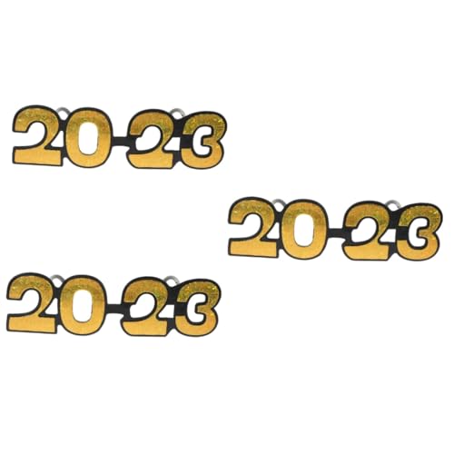 Amosfun 3 Paare 2023 Digitale Brille Neujahrsbrille 2023 Party-sonnenbrille Silvester Partyhüte Neujahr Versorgung 2023 Brillen Telefon Requisiten 2023 Silvesterparty Dekore Golden Stk von Amosfun