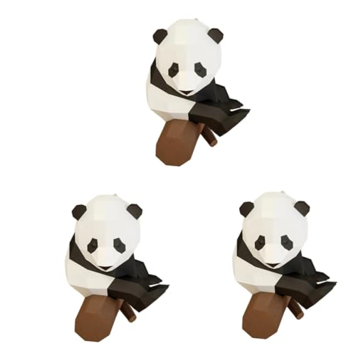 Amosfun 3 STK 3D-Papiermodell Desk Decoration Panda Decoration Origami Decoration handgeformte Dekoration 3D-Origami-Papier 3D-Tierpapier Ornament-Spielzeug Stereoskopisches Papiermodell von Amosfun