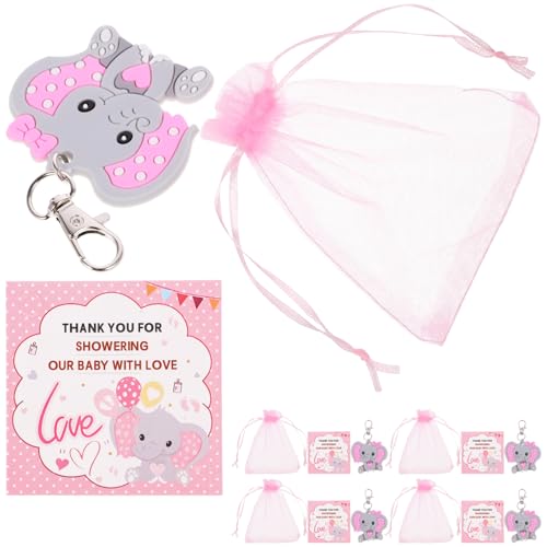 Amosfun 30 Sätze Elefanten-schlüsselanhänger Schlüsselbund Cartoon-tier-schlüsselanhänger Schlüsselanhänger Mit Rosa Elefanten Babyparty-souvenir Gastgeschenke Zum Thema Elefant Organza von Amosfun