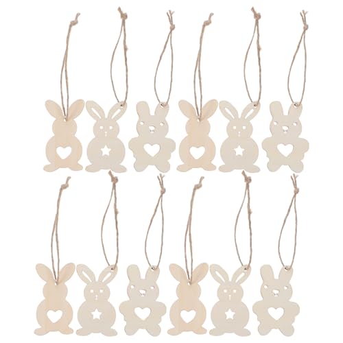 Amosfun 30Pcs Osterholz Hasenausschnitt Unvollendete Kaninchenform -Hang -Tags Osterhasen Handwerksverzerrung Osterbaumdekoration von Amosfun