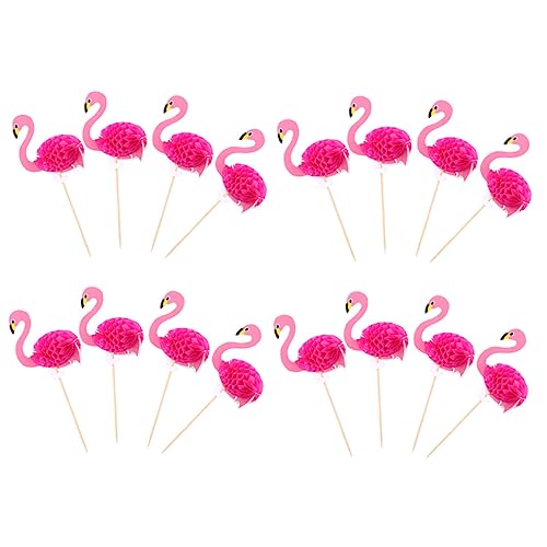 Amosfun 30st Flamingo-kuchen-einsatz Kuchendekorationskugeln Erdbeer-cupcake-topper Festkuchen Funkelnd Cupcake-topper Mit Ananas Flamingo-party Kugeln Kuchendekoration Papier Rosy von Amosfun