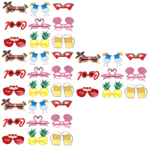 Amosfun 36 Paare Partybrille Partybevorzugung mit Strandmotiv lustige Sonnenbrille Luau-Partyzubehör faschingsbrille karnevalsbrille Flamingo-Sonnenbrille Sonnenbrille in Kelchform Plastik von Amosfun