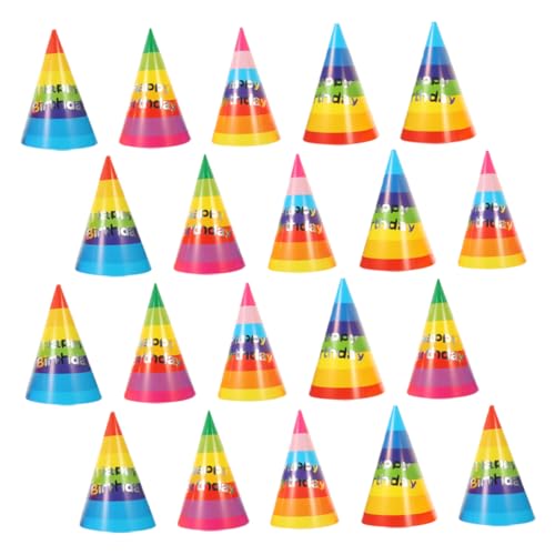 Amosfun 36St Regenbogen-Geburtstagshut Geburtstagsfoto Requisiten individuelle Partyhüte -Partyhüte für Kinder Regenbogen-Partyhüte Geburtstagsparty-Hut Gastgeschenke Papier von Amosfun