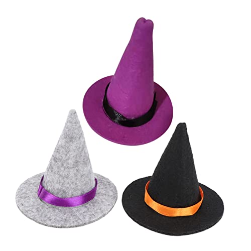 Amosfun 3St Mini-Hexenhut Hexenhandwerk Halloween-Weinflaschenverschluss Mini-Partyhut halloween party halloween dekoration Halloween-Weinflaschenverschlüsse Halloween-Zubehör Filzstoff von Amosfun