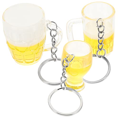 Amosfun 3st Bierkrug Schlüsselanhänger Trinkbecher Keychian Bier Partyartikel Schönes Bierkrugmodell Schlüsselanhänger-anhänger Schöner Bierbecher-schlüsselanhänger Bierbecher Dekor Abs von Amosfun