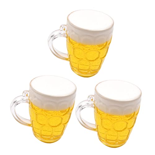 Amosfun 3st Dekorative Ornamente Tortenaufsätze Für Geburtstage Bierkrug-Modell Bier-Cupcake-Topper Papa Kuchendeckel Vater Geburtstagstorte Topper Mini-bierkrüge Kuchen Zubehör Yellow PVC von Amosfun