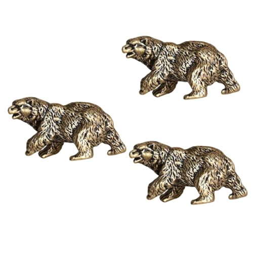 Amosfun 3st Eisbär-Ornamente Vintage Bärenfiguren Desktop-bärenfigur Mini-Spielzeug Dekorationen Für Den Schreibtisch Chinesische Feng Shui Dekoration Bärenspielzeugfiguren Kupfer Messing von Amosfun