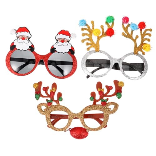 Amosfun 3st Lustige Partybrille Gefälschte Kerzen Led-Kerzen Weihnachten Urlaubsbrillen Neon-partyzubehör Brillengestelle Weihnachts-fotokabinen-Requisite Weihnachtsfeier Brille Gläser von Amosfun