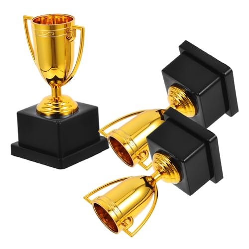 Amosfun 3st Trophäe Kleine Pokale Siegerpokal Mini-Award-cupsr Mini-preispokale Pokale Schulfestpreis Sportpokal Für Kinder Plastik Golden Wiederverwendbar von Amosfun