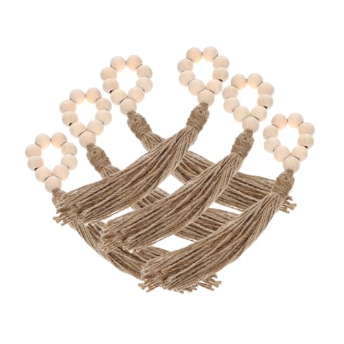 Amosfun 4 Sätze Holzperlen Ginkgo Henne Serviettenringe Aus Perlen Besteckhalter Schmuck Hochzeit Krone Serviettenring Dekorationen Inhaber Party-serviettenhalter Beige Hölzern 6 Stück * 4 von Amosfun