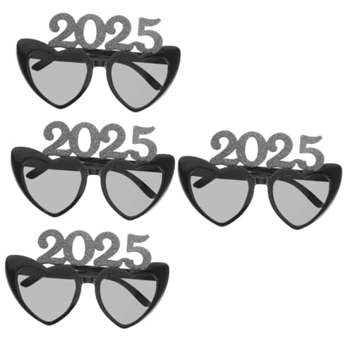 Amosfun 4 Stück 2025 Digitale Liebesbrille Lustige Brille Trendige Brille party brille jugendliche coole Brille LED UV Performance-Requisiten Partydekorationen für das neue Jahr Stk Silver von Amosfun