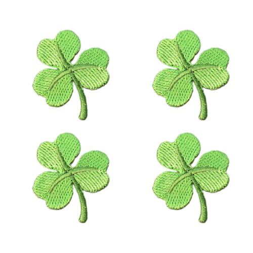 Amosfun 4 Stück Aufnäher Bestickt Kleeblatt Shamrock Stickerei Applikationen Kleidung Reparatur DIY Zubehör Heiliger Patrick Dekoration Irischer Hellgrün von Amosfun