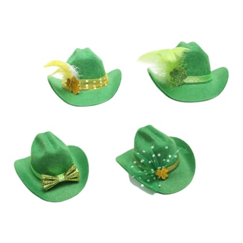 Amosfun 4 Stück Bogen irisch st. Patricks Hut Haarspange Partyzubehör Haarklammer Haarnadel Hut-Design-Haarklemme St. Patrick's Day Kostüm Mini schmücken Requisiten Partyhut Kopfbedeckung von Amosfun