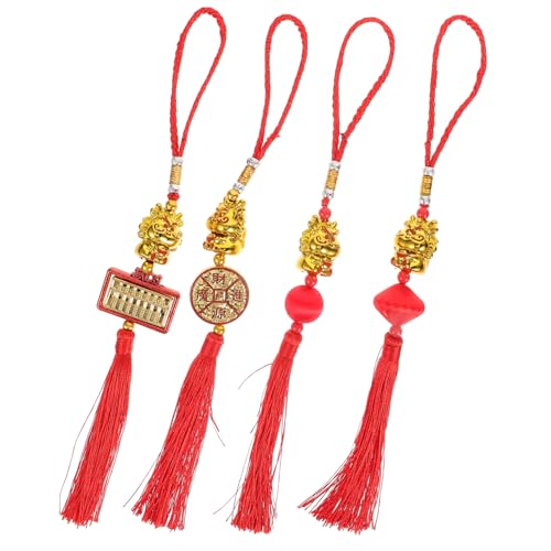 Amosfun 4 Stück Dekoration Glockenspiel Kürbis Dekorativ Tür New Year Decoration neujahrsdeko Chinesisches Neujahr Ornament traditionelle Anhänger Silvester-Quaste-Anhänger Polyester von Amosfun