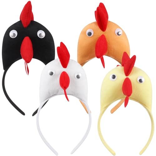 Amosfun 4 Stück Huhn-Stirnband Ostern Huhnhut Haar Hoop Kopfbedeckung Huhn-Kostüm für Maskerade Ostern Party Supplies von Amosfun