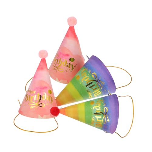 Amosfun 4 Stück Hut Aus Regenbogenpapier Zylinder Zum Geburtstag Alles Zum Geburtstag Hut Geburtstagstorte Dekorationen Geburtstagskronen Für Kinder Krone Kuchendekorationen Kappe von Amosfun