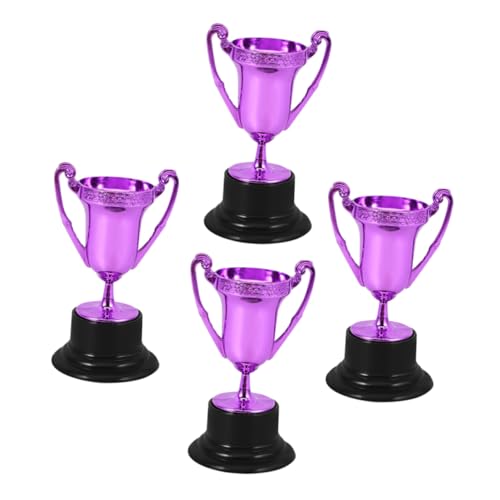 Amosfun 4 Stück Mini-Trophäe Mini Trophäen Plastik Trophäen Kunststoff Trophäen Plastik-Trophäen Trophäen für Spiele Party-Trophäen- Pokale für Sieger Trophäe vergeben Violett von Amosfun